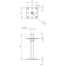 Load image into Gallery viewer, Heavy Duty Adjustable Bolt Down Post Support 80mm 110mm M24 250mm