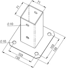 Load image into Gallery viewer, Heavy Duty Bolt down POST BASE FOOT SUPPORT FENCE 50 60 70 80 90 100 120 mm