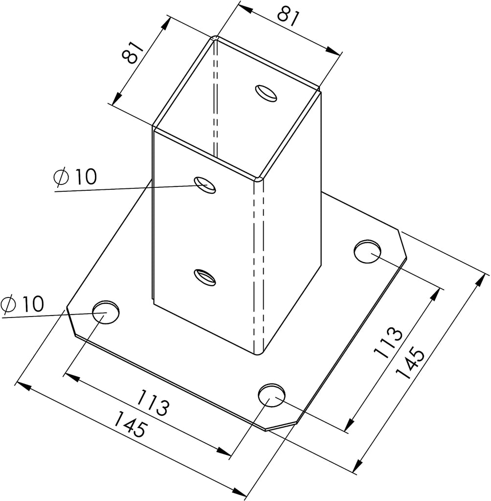 Heavy Duty Bolt down POST BASE FOOT SUPPORT FENCE 50 60 70 80 90 100 120 mm