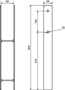 H-Post Support,Heavy duty hot-dip galvanised Post Fence Foot 71mm 91mm 101mm 121mm