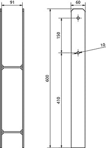 H-Post Support,Heavy duty hot-dip galvanised Post Fence Foot 71mm 91mm 101mm 121mm